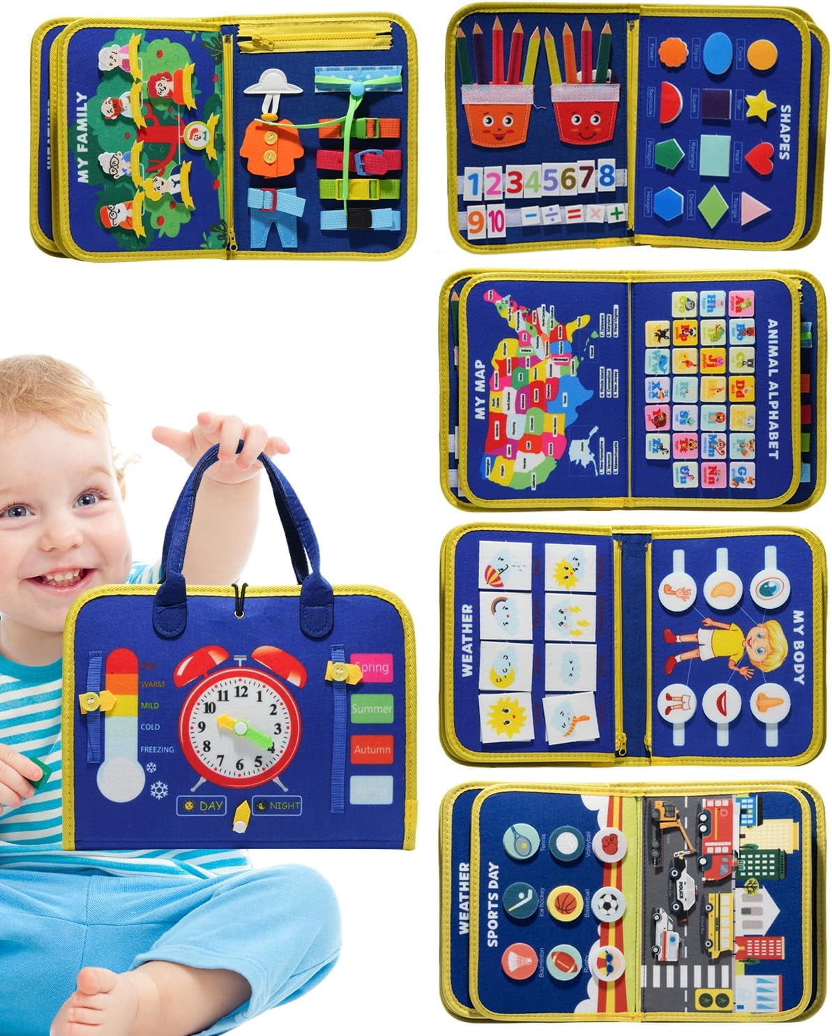 Busy Board Montessori Toys for 1 2 3 4 Year Old Girl Busy Book for ...