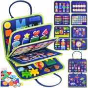 Busy Board Montessori Toys for Toddlers Busy Book Sensory Board Quiet Book Educational Activity Book for 3 4 5 Year Old Gifts for Boys Girls Kids,Toddler Travel Toys for Airplane Car Blue