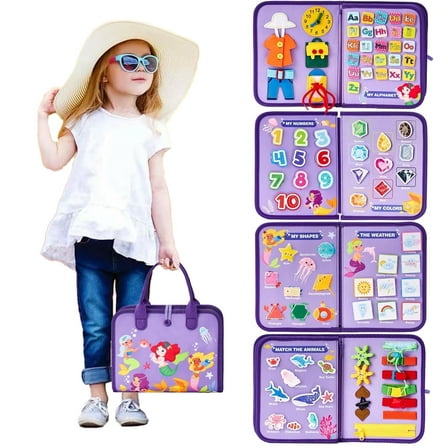 Sunforu Busy Board Montessori Toys for 1 2 3 4 Year Old Toddlers,7 in 1 Busy Book for 1-3 Boys Girls,Educational Activity for Sensory Play