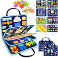 thumbnail image 1 of Busy Board Montessori Toys for Toddlers, Busy Book Sensory Toys for Boys Girls Birthday Gifts, Learning Educational Travel Activities, Blue, 1 of 8