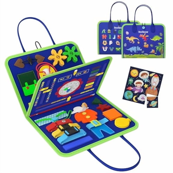 Busy Board Toddler Travel Toys Sensory Toys for Toddlers 1 2 3 4,Montessori Learning Toys for Toddlers Activities Board,Educational Toys for 3 4 Year Old Boys Girls Gift,Dinosaur