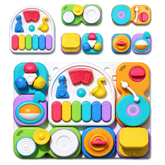 System Boar Busy Board for Toddlers 1-3, 10-in-1 Musical Instrument Activity Toy ...