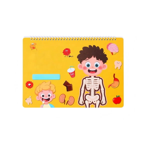 , Human Body Structure Educational, 1 Piece Activity Book with 4 Matching Stickers, Preschool Toddler Learning Fine Motor Skill Toy for Home Classroom Homeschool Early Education