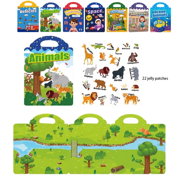Busy Book for Toddlers 1-3 Portable Sticker Book Stickers for Kids Travel Toys Sticker Books Fine Motor Learning Toy for Toddlers 2-4 Years,B
