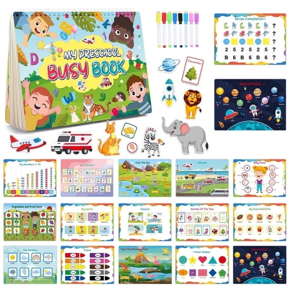 Xueyu Montessori Busy Book for Toddlers 2-8, Preschool Toddler Learning Activities Crafts, Sticker Books for 2 3 4 5 6 7 8 Year Old Boys Girls Birthday Gifts, Autism Sensory Toys