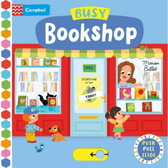 Marion Billet: Busy Bookstore: Push, Pull, Slide (Board Book)