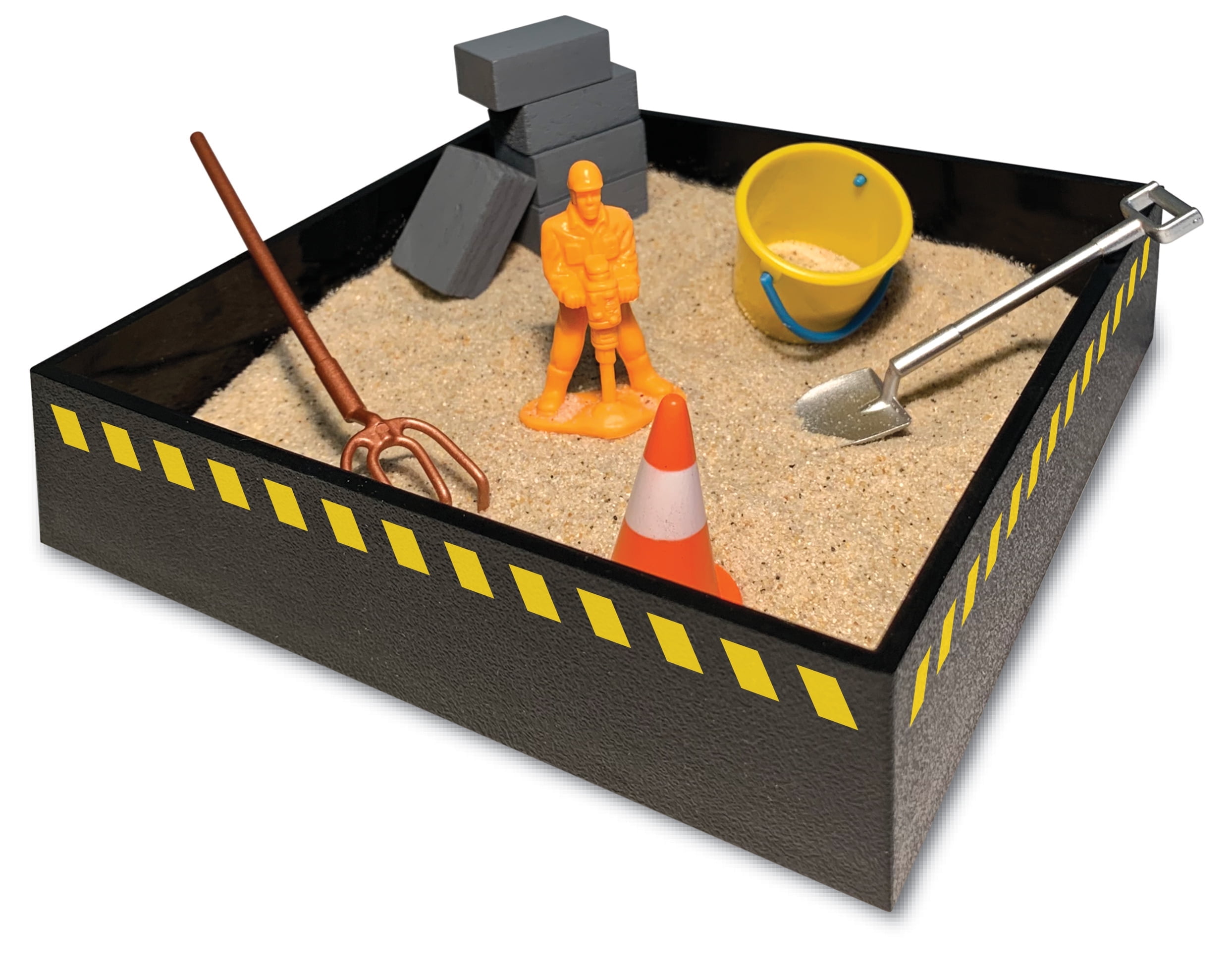 Mini Table Top Construction Sandbox Play Set with Wood Blocks