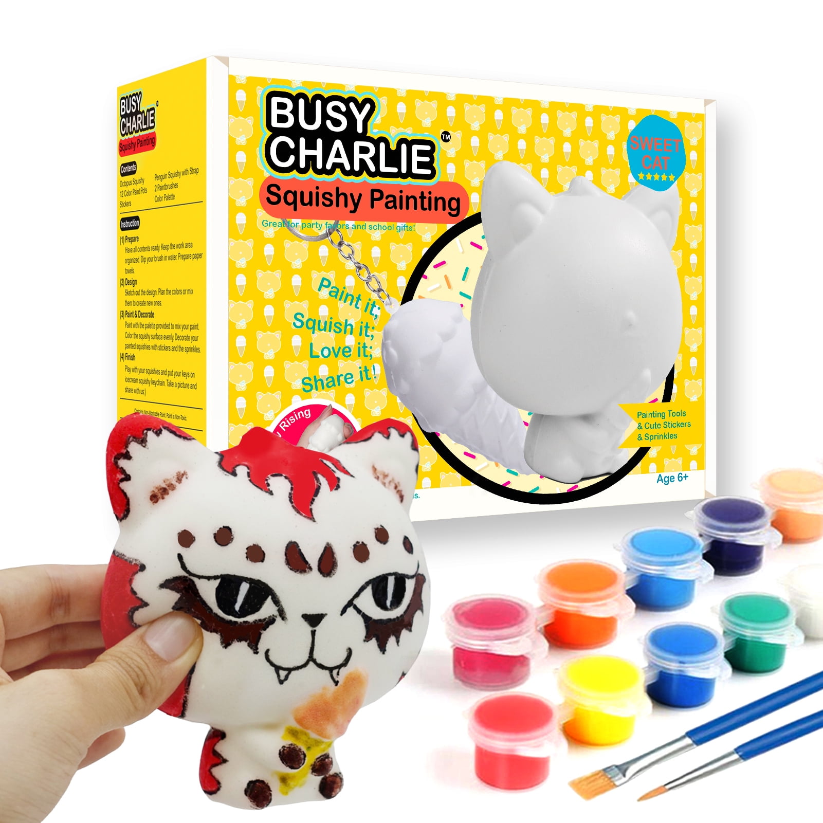 Busy Charlie Ice Cream & Cat Squishy Maker, Art Kits for Kids Ages 6+