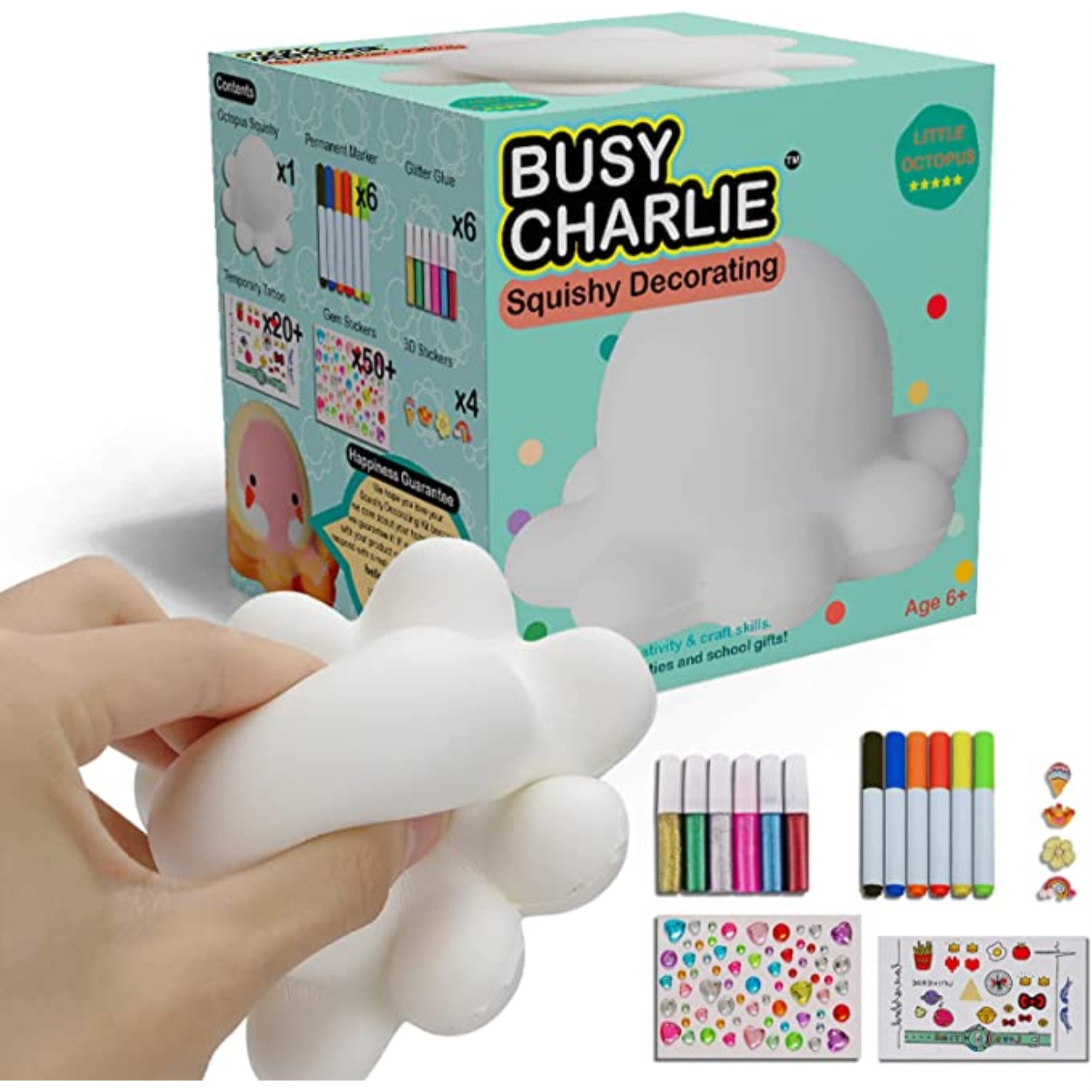 Busy Charlie Octopus Squishy Maker, Paint Your Own Squishies Kit for