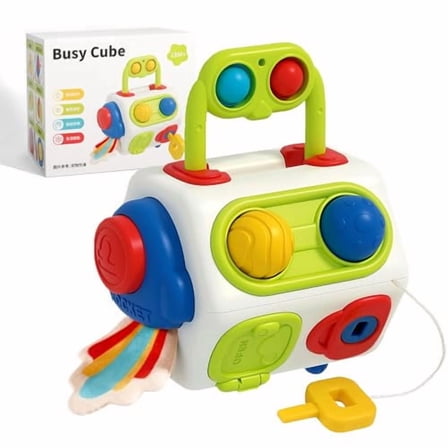 Busy Cube for Toddlers 1 Years Old,Montessori Toys for 1 Year Old - Ideal Gifts for 1 Year Old Boys Girls - Airplane Plane Car Travel Toys for 6 to 18 Months Toddlers Educational Learning Toys