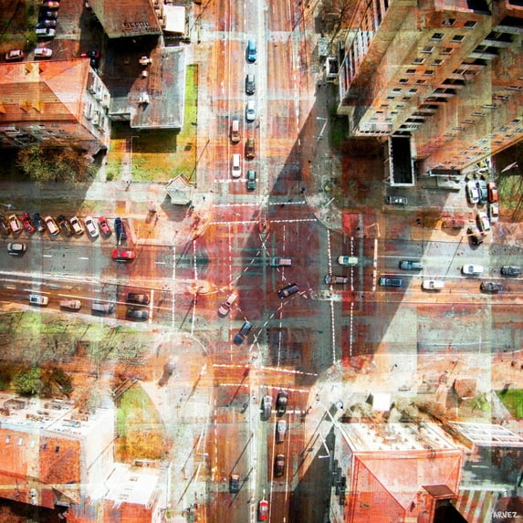 "Busy Intersection" Painting Print on Wrapped Canvas