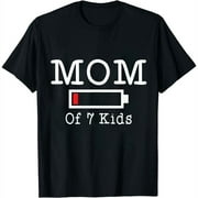 Busy Mom of 7 Kids Funny Battery Life Low Tee - Hilarious Black T-Shirt for Women