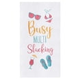 thumbnail image 1 of Busy Multi Slacking Summer Fun Embroidered Flour Sack Kitchen Dish Towel Cotton, 1 of 1