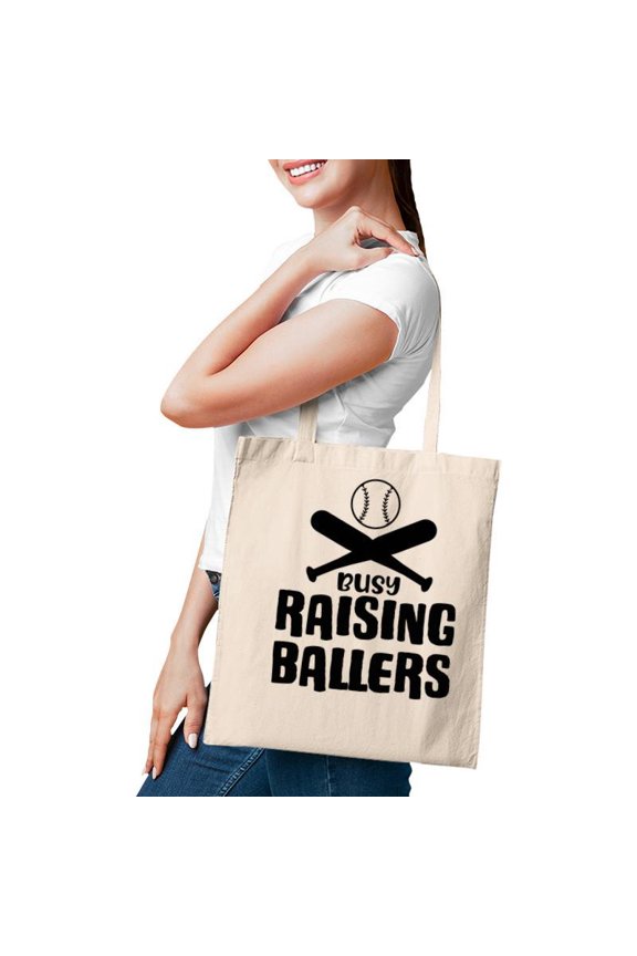 Busy Raising Ballers Full Black Graphic Great Tote Bag