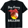 thumbnail image 1 of Busy Raising Ballers Funny Baseball Softball Basketball Mom T-Shirt, 1 of 4
