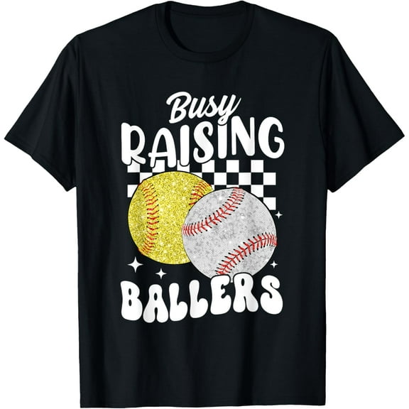 Busy Raising Ballers Softball And Baseball Sport Mom Mama T-Shirt Unisex S-5XL Hot Trending Shirt, Vintage Birthday Gift
