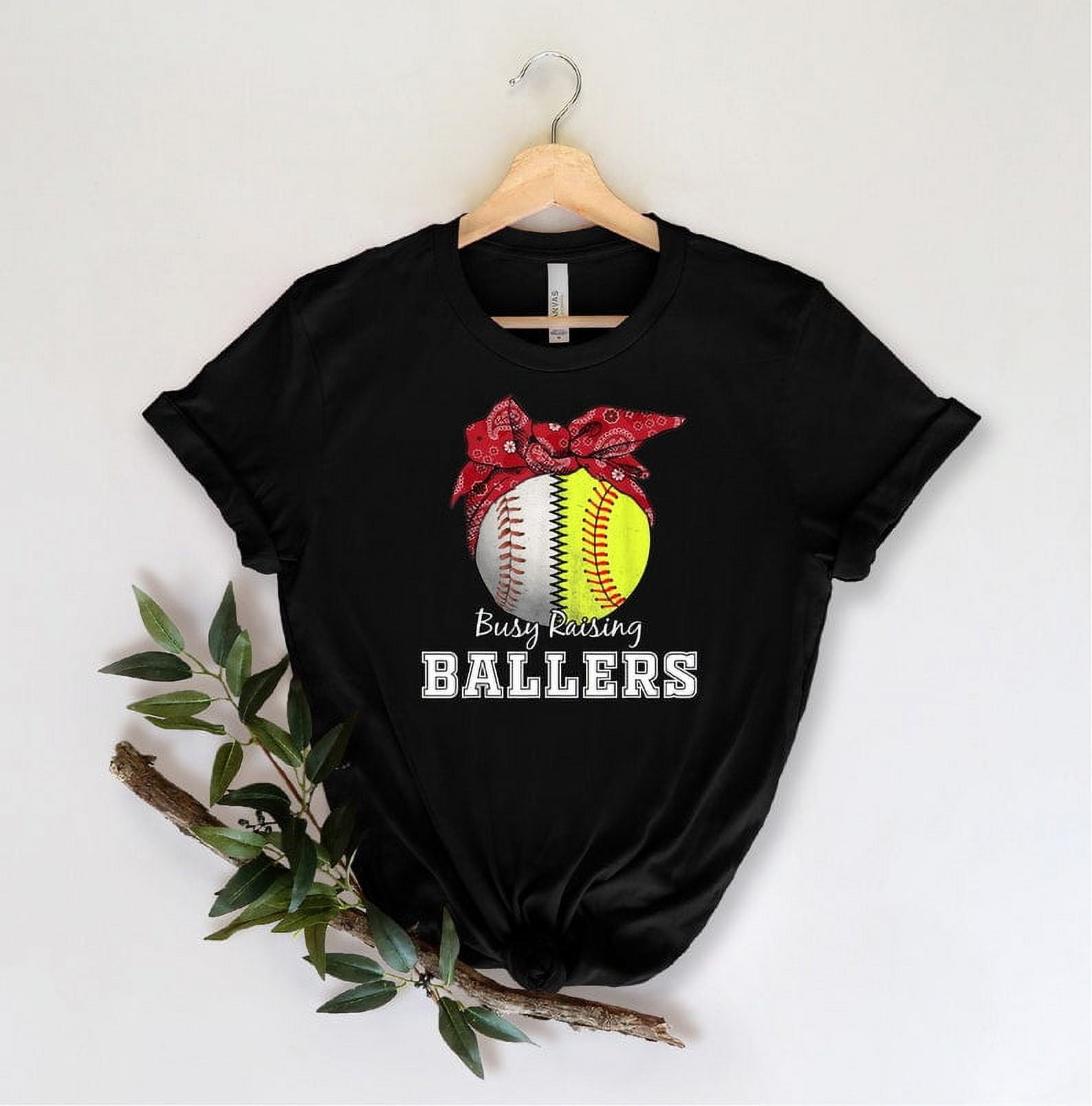 Busy Raising Ballers T-Shirt, Baseball and Softball Mom Shirt, Sports Mama Game Day Tee
