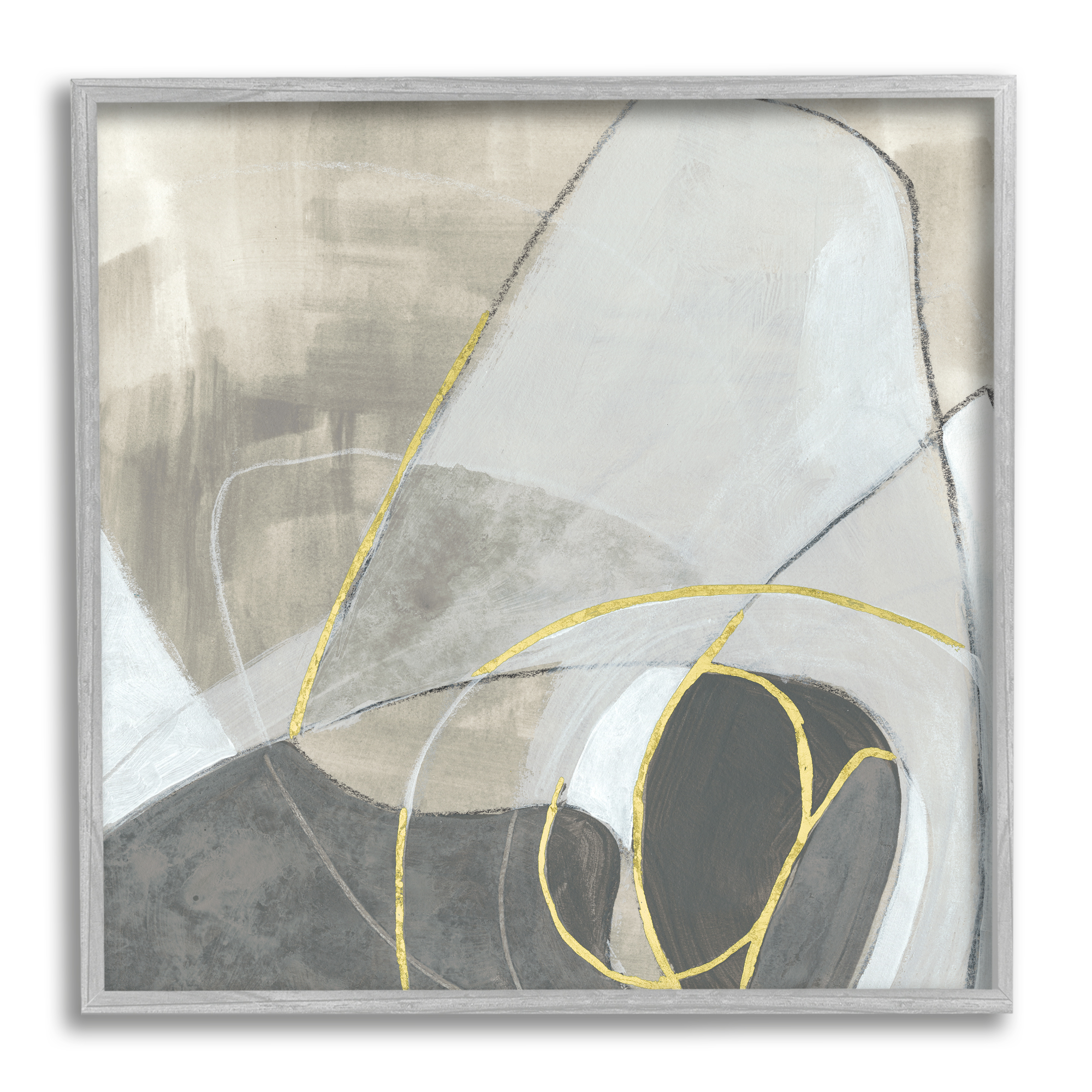 Busy Rocky Landscape Abstraction Organic Circular Shapes Abstract Framed Art Print Wall Art, 17x17