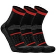 thumbnail image 1 of Busy Socks 3 Pack Men's Women's Ankle Athletic Quarter Merino Wool Hiking Running Socks, Black, Large, 1 of 6