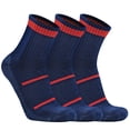 thumbnail image 1 of Busy Socks 3 Pack Mens Ladies Merino Wool Blend Hiking Half Cushion Elastic Socks For Outdoor , Navy, Large, 1 of 6
