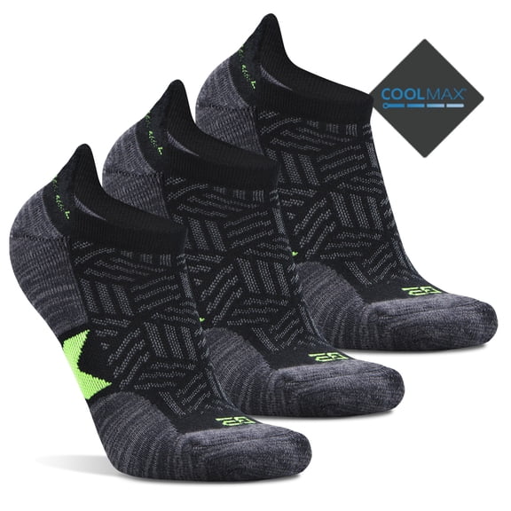 Busy Socks 3 Pack Mens Low Cut Coolmax Breathable Running Jogging Ankle Sport Socks for Women Sweaty Feet, Large, Black
