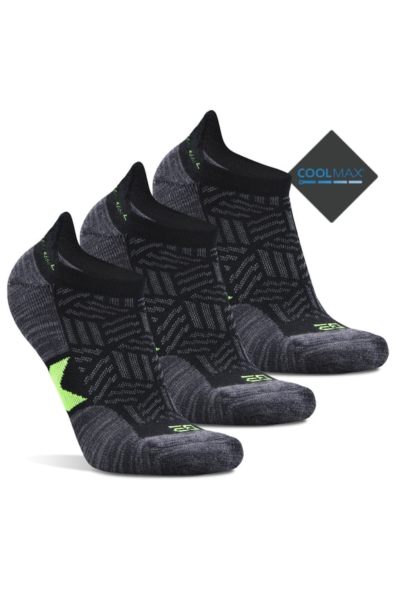 3 Pack Mens Low Cut Coolmax Breathable Running Jogging Ankle Sport Socks for Women Sweaty Feet, Large, Black