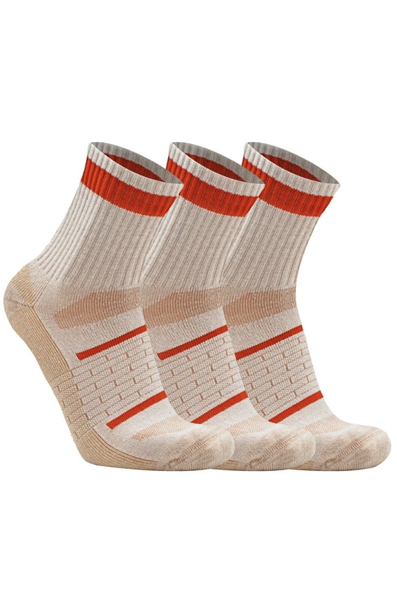 3 Pack Mens Quarter Soft Padded Running Ankle Above Wool Hiking Socks for Women, Beige, Large