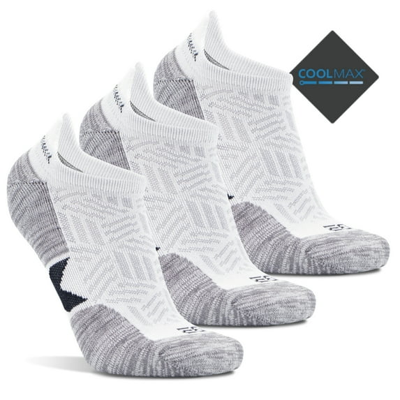 Busy Socks 3 Pack Mens Womens Low Rise Short Athletic Ankle Coolmax Cotton Running Outdoor Sport Cushion Socks, Large, White