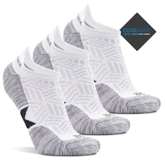 Busy Socks 3 Pack Mens Womens Low Rise Short Athletic Ankle Coolmax Cotton Running Outdoor Sport Cushion Socks, Large, White