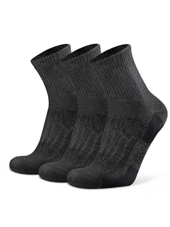 3 Pack Mens Womens Summer Gym Fitness Quarter Wool Blend Running Dess Socks, Large, Dark Gray