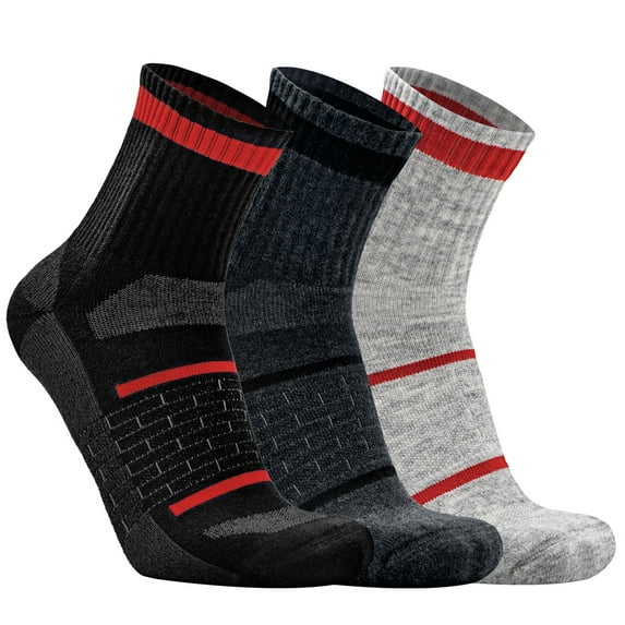 Busy Socks 3 Pack Quarter Soft Merino Wool Hiking Walking Socks for Men Women Fitness Bowling Riding, Multicolor, Large