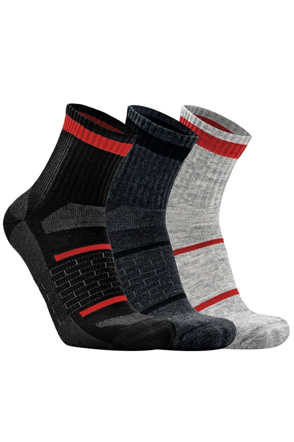 3 Pack Women's Men's Big Boy's Quarter Thick Terry Warm Sport Wool Hiking Boot Socks, Multicolor, Medium