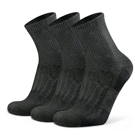 Busy Socks 3 Pack Women's Men's Low Cut Thin Merino Wool Sport Socks with Arch Support, Medium, Dark Gray