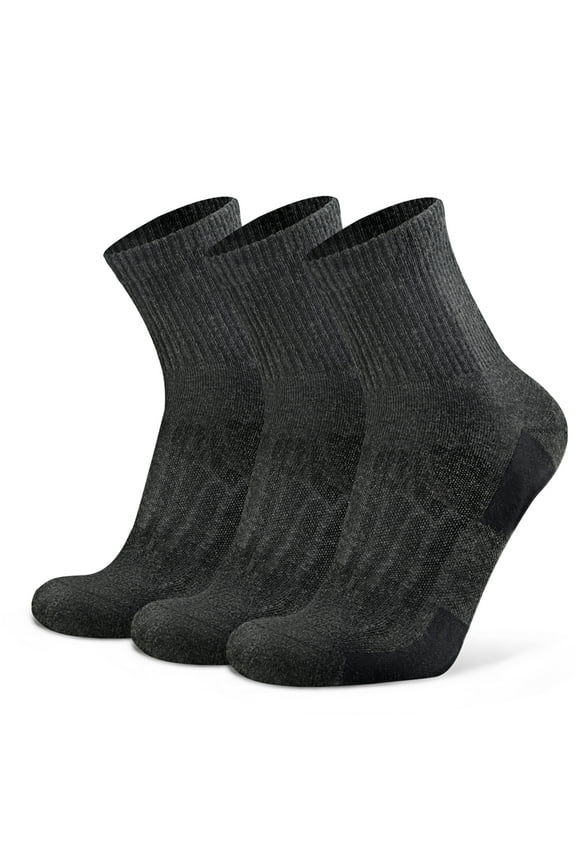 3 Pack Women's Men's Low Cut Thin Merino Wool Sport Socks with Arch Support, Medium, Dark Gray