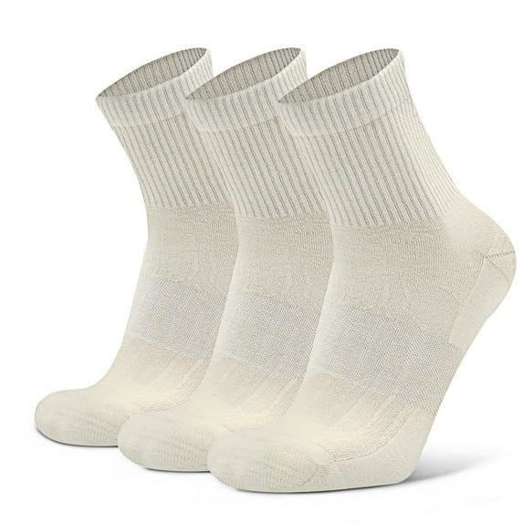 Busy Socks 3 Pack Women's Men's Quarter Outdoor Compression-Fit Thin White Merino Wool Tennis Golf Socks, Medium, White