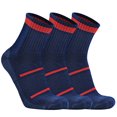 thumbnail image 1 of Busy Socks 3 Pack Women's Men's Quarter Thick Padded Cushioned Wool Hiking Athletic Socks for Hiker Trail Running, Navy, Medium, 1 of 6