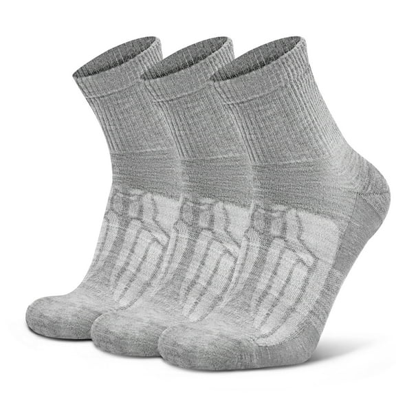 Busy Socks 3 Pack Women's Mens Outdoor Athletic Runner Quarter Merino Wool Socks for Basketball Workout, Medium, Light Gray