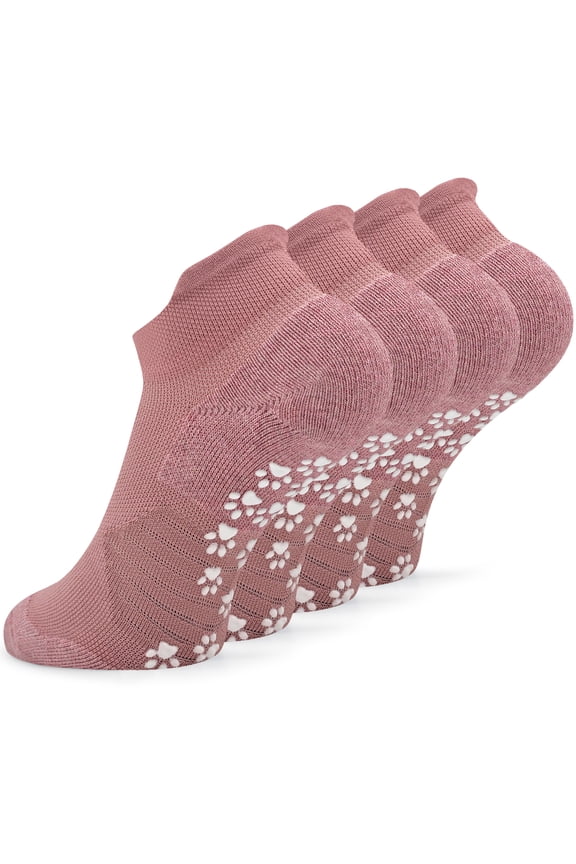 Adult Non-Slip Grip Elderly Socks for Hospital Maternity, Pink, Medium, 2-Pack