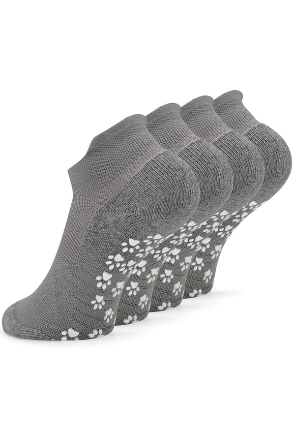 Breathable Cotton Anti Skid Trampoline Socks for Fitness, Light Gray, Large, 2-Pack