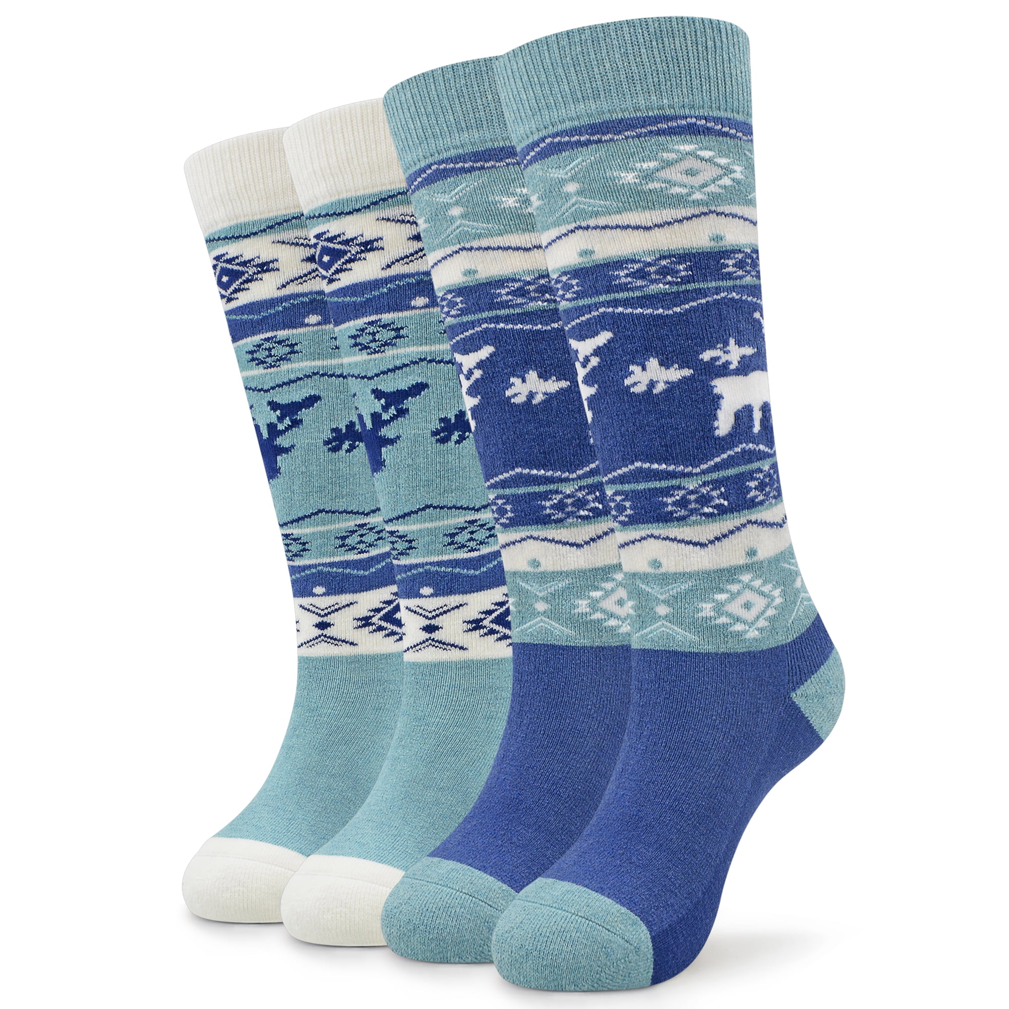 Busy Socks Child Over Knee Merino Wool Socks for Age 11,Light Blue+Dark