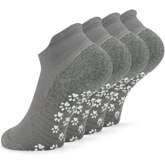 Busy Socks Dancer Pilates Gripper Socks with Cushion, Light Gray, Medium, 2-Pack