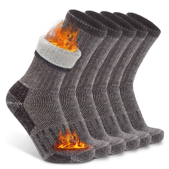 Busy Socks Ladies Youth Crew Comfortable Warm Woollen Boot Merino Wool Hiking Socks for Men Women Men, Large, 3 Pairs Brown