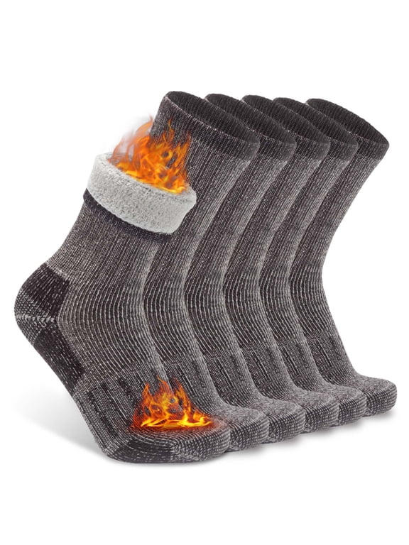 Ladies Youth Crew Comfortable Warm Woollen Boot Merino Wool Hiking Socks for Men Women Men, Large, 3 Pairs Brown