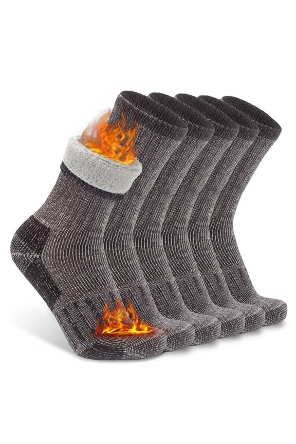 Ladies Youth Crew Comfortable Warm Woollen Boot Merino Wool Hiking Socks for Men Women Men, Large, 3 Pairs Brown