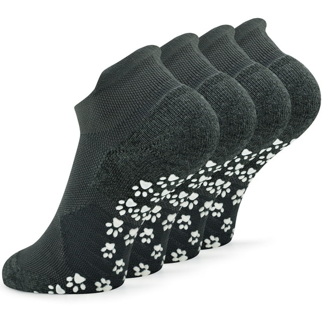 Busy Socks Medium Non Skid Grippy Socks for Women Elderly, Dark Gray, 2Pack