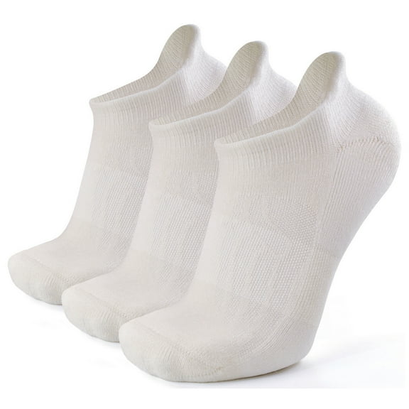 Busy Socks Men's Ankle Cushioned Wool Blend Walking Socks,White,Large,3-Pack