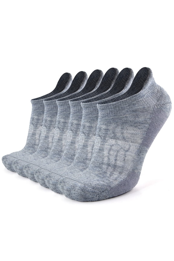 Men's Lightweight Fitness Wool Sport Socks, Light Grey, Large,6-Pack