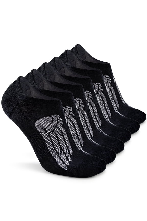 Men's Low Cut Liner Non Slip Wool Socks,6 Pack,Large,Black