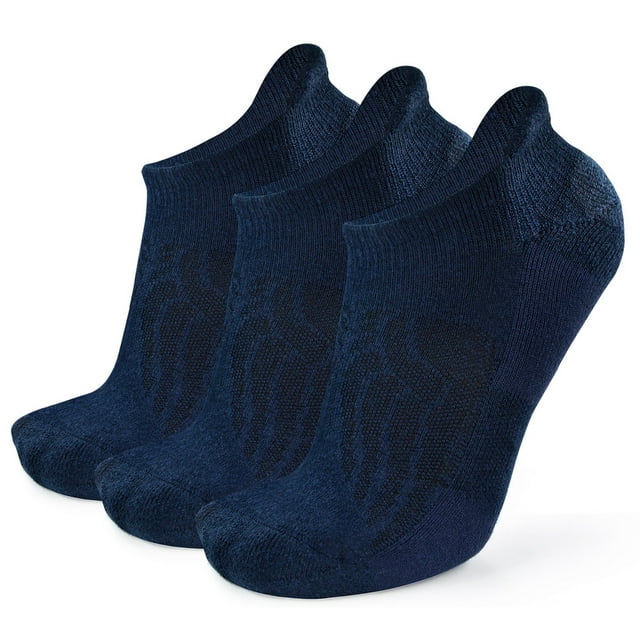 Busy Socks Men's Merino Wool Comfort Cushioned Socks, Navy, Large, 3