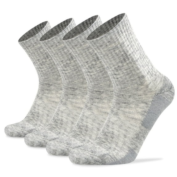 Busy Socks Men's Merino Wool Hiking Cycling Socks,Large,4 Pack,Light Grey